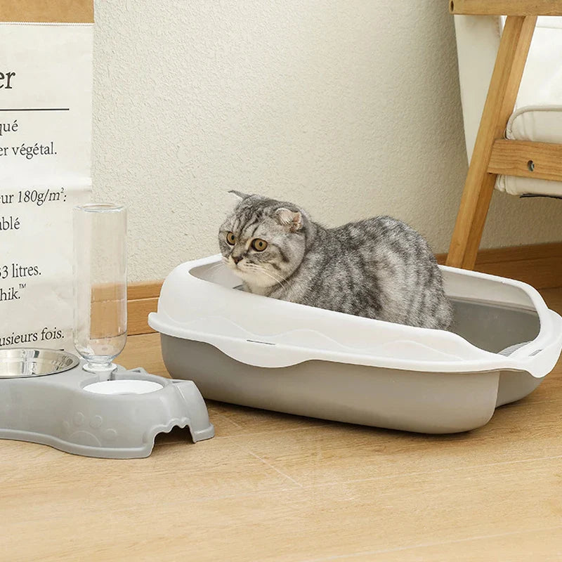 Semi-Enclosed Cat Litter Box – Splash-Proof Anti-Scatter Kitty Toilet, Large (42 x 29 x 12 cm | 16.5 x 11.4 x 4.7 in)